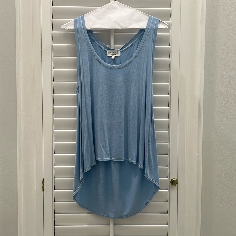 Feel The Piece Terre Jacobs Blue Layered Tank Top M/L Hi Low Rayon